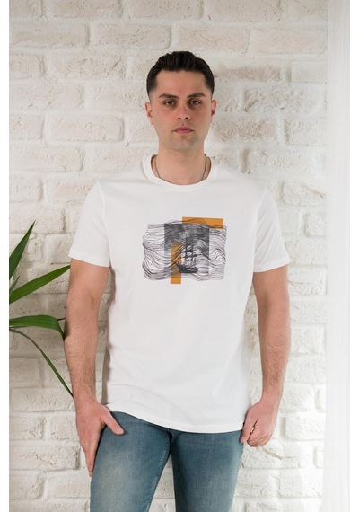 Regular Fit Pamuklu Baskı Detaylı Erkekyazlık T-shirt 001