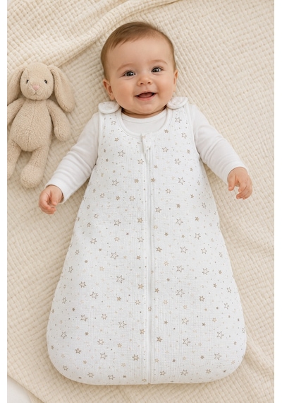 Babyhola Elyaflı 2.5 Tog Askıdan Çıtçıtlı Bebek Torba Uyku Tulumu 2712 Ekru
