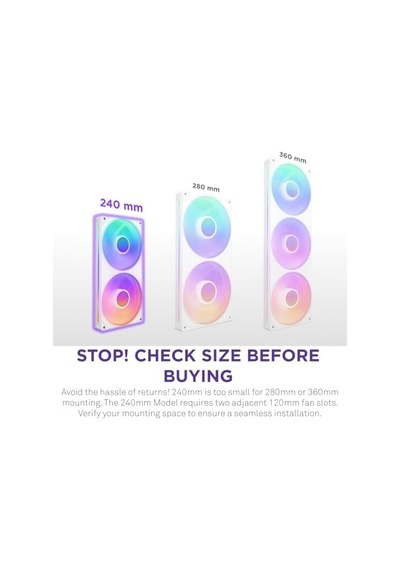 Nzxt F240 Rgb Core Tek Çerçeve Fan Ünitesi, 240mm, 2x 120mm Rgb Fan Dahil, Hız Ve Aydınlatma Kontrolü, Yüksek Statik Basınç Ve Hava Akışı, 8 Argb Led, Beyaz