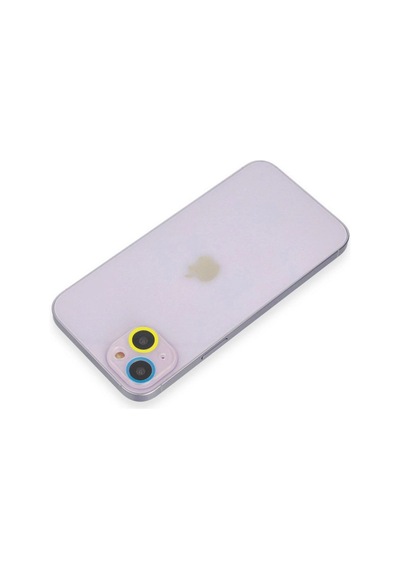 Apple İphone 13 Mini Renkli Kamera Lens Koruma Cam - Sarı-mavi