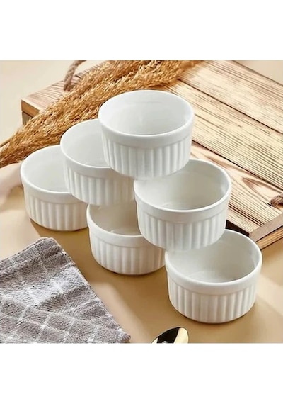 Akıllıelma- Ckr4016 Porselen 6cm Mini Sufle Reçellik 6 Parça Beyaz