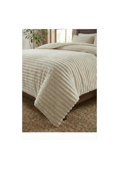 Soft Çizgi Çift Kişilik Yatak Örtüsü 260x240 Bej