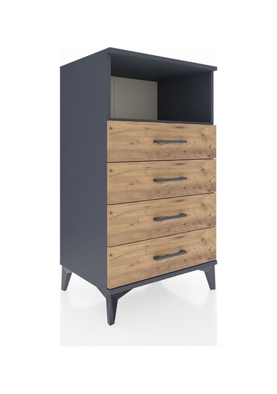 Hyperion Komodin Tek Raflı 4 Çekmeceli 60x44x106 Antrasit-çam Antrasit