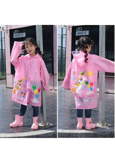 Masho Kids Hayvan Figürlü Kapüşonlu Unisex Çocuk Yağmurluk