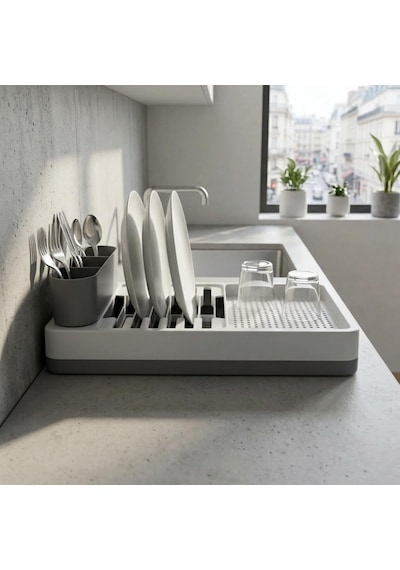 Deinhaus Tezgah Üstü Bulaşık Kurutmalık, Çok Bölmeli Tabak Ve Bardak Düzenleyici, Kaşıklıklı Mutfak Organizer 42 Cm Diğer
