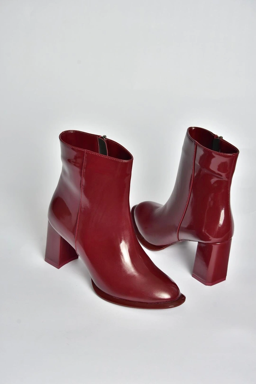 Fox Shoes V590166308 Bordo Rugan Kalın Topuklu Klasik Kadın Bot Bordo-rugan