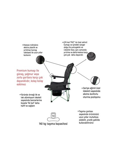Chair Ones-lp Ultra Hafif Katlanır Kamp Piknik Sandalyesi - Koltuğu Xl Çok Renkli