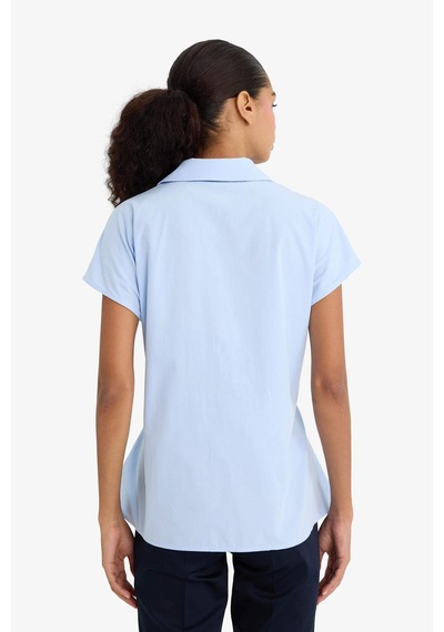 Defacto Fitted Poplin Kısa Kollu Gömlek F7313ax25aube823 Mavi