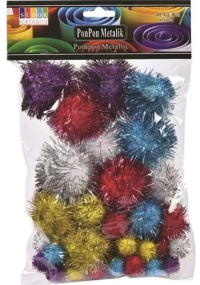 Südor Metalik Ponpon 40 Lı / 15-28-38 Cm / Ss13-2