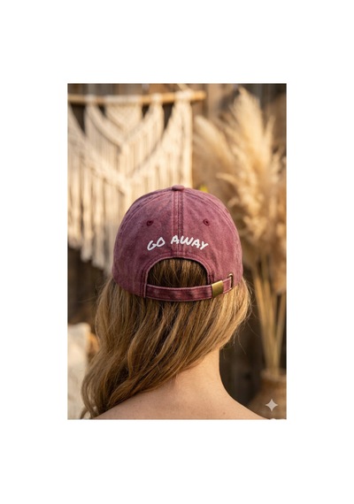 Emybox Unisex Arkası Baskılı Yıkamalı Pamuk Şapka -arkası Yazılı Ayarlanabilir Eskitme Vintage Kep Bordo