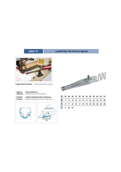 Lastikli Biye Tek Kıvırma Aparatı 40x15 / Uma-71