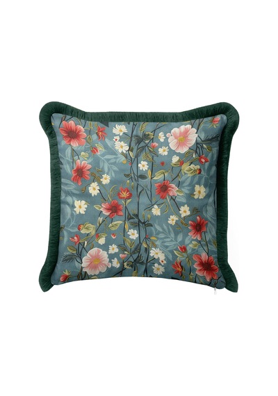 Çiçek Bahar Floral Saçaklı Yastık Kılıfı - Botanik Bohem Mavi Yeşil Siyah Püsküllü Kırlent Kılıfı Sessiz Kanyon Ritüel Çiçek Bahar Floral Saçaklı Yastık Kılıfı - Botanik Bohem Mavi Yeşil Siyah Püsküllü Kırlent Kılıfı Sessiz Kanyon Ritüel