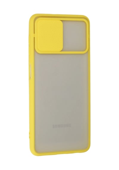 Samsung Galaxy Uyumlu A22 Kılıf Palm Buzlu Kamera Sürgülü Silikon - Sarı İtdark35561