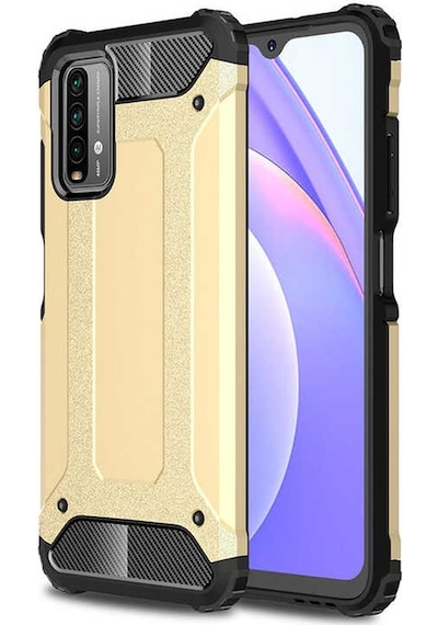 Noktaks - Xiaomi Uyumlu Xiaomi Redmi 9t - Kılıf Çift Katman Zırh Tank Crash Military Kapak - Gold