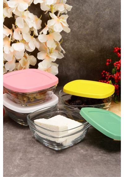 Pudding Kapaklı Cam Saklama Kabı 4lü