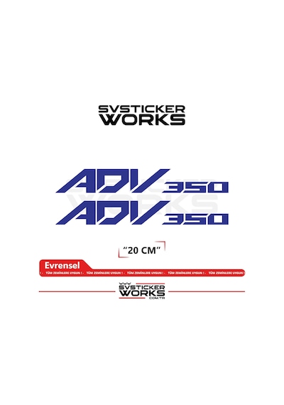 Honda Adv 350 Sticker Uyumlu Yazı Yüksek Kalite Özel Kesim Folyo 2'li Set Lacivert