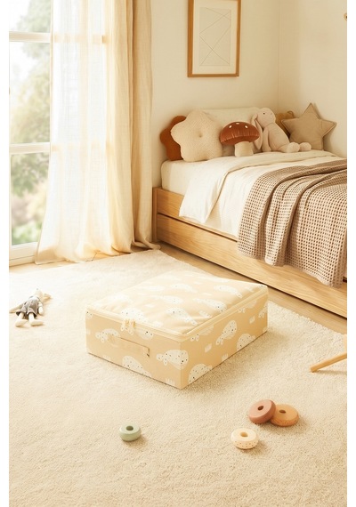 Ocean Home Textile Çocuk Odası Sevimli Balina Destekli Kutu Hurç 31 X 38 X 12 Cm Bej