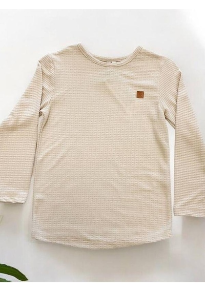 Nanica Kids Erkek Çocuk İnce Yumuşak Dokulu Uzun Kollu T-shirt-14646 Bej