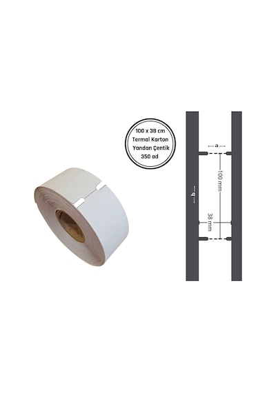 100x38 Mm Termal Barkod Etiketi "yandan Çentikli" Termal Raf Etiketi 3 Adet