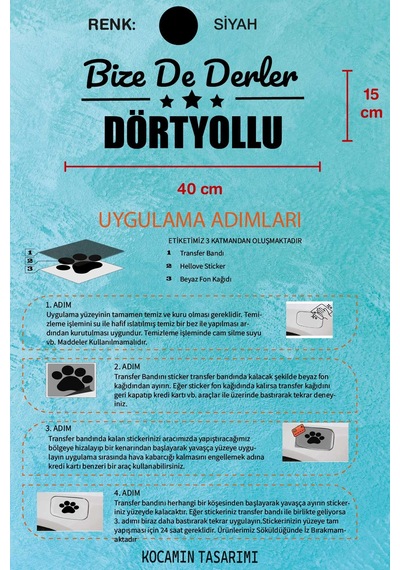 Hatay Dörtyol Estetik Araba Çıkartma Hatay Bize De Derler Dörtyollu40x15 Cm Araç Tasarımı 40 CM - Siyah