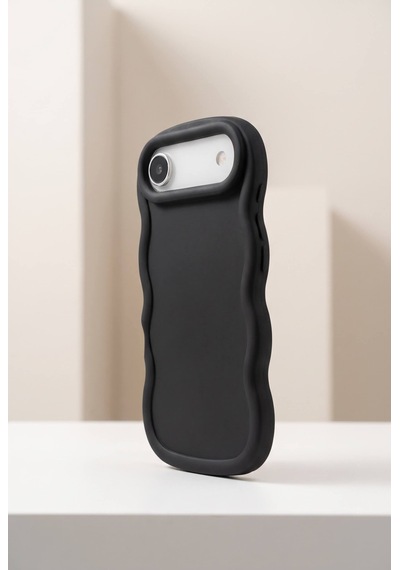 Apple iPhone 17 Air Uyumlu Dalgalı Tasarım Kamera Korumalı Mat Silikon Telefon Kılıfı-54148 Siyah