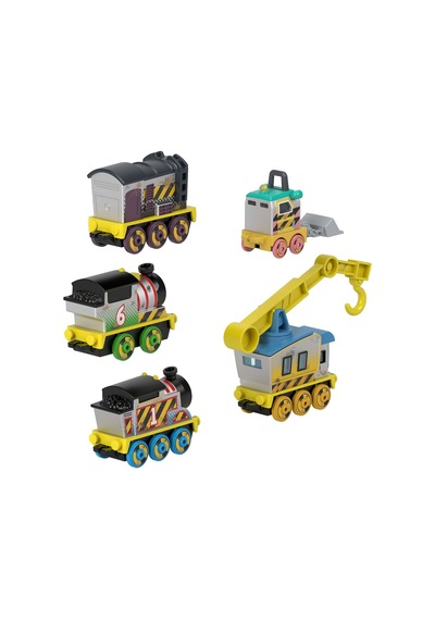 Thomas 5'li Dökme Metal Mini Tren Seti - Dayanıklı Metal Sürat Treni Ve Vagon Figürleri Oyuncak Seti