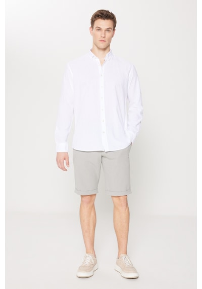 AC&Co / Altınyıldız Classics Erkek Grı Slim Fit Dar Kesim Beli Bağlamalı Gofre Desenli Yan Cepli Şort Gri