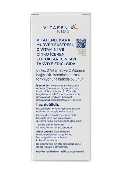 Kara Mürver Ekgerginliki, C Vitamini Ve Çinko İçeren Çocuklar İçin Sıvı Takviye Edici Gıda 150 Ml