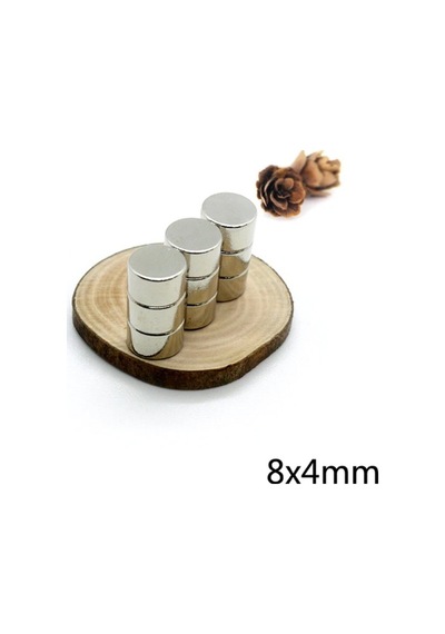 10 Adet Çap 8Mm X Kalınlık 4Mm Yuvarlak Güçlü Neodyum Mıknatıs N11.2419