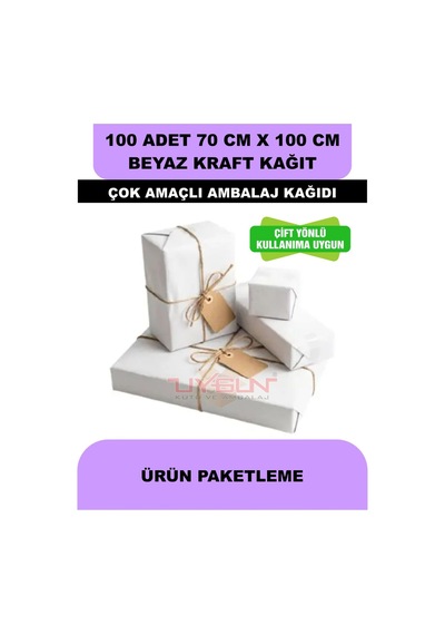100 Adet 70cm X 100cm 120 Gr. Çift Yönlü Beyaz Kraft Ambalaj Kağıdı, Hediye Ürün Paketi, Çocuk Etkinlik Kağıdı