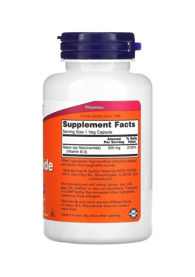 Niacinamide 500 Mg 100 Capsules Vitamin B-3