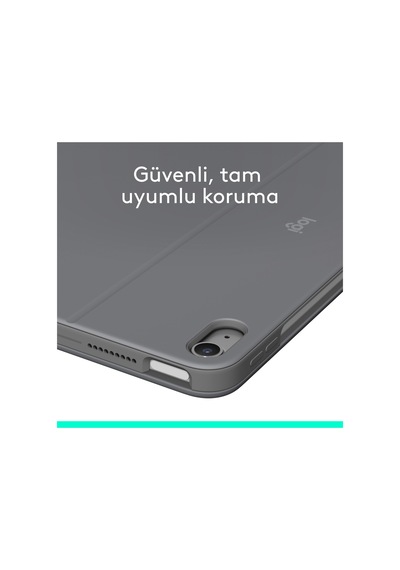 Logitech Combo Touch 11 İnç Apple Uyumlu iPad  Air M2 İle Türkçe Klavyeli Tablet Kılıfı - Gri