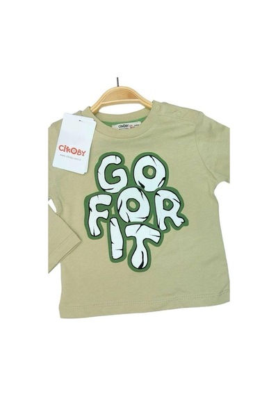 Çikoby Erkek Bebek Pamuklu İnce Uzun Kollu T-shirt-13781-yeşil Yeşil