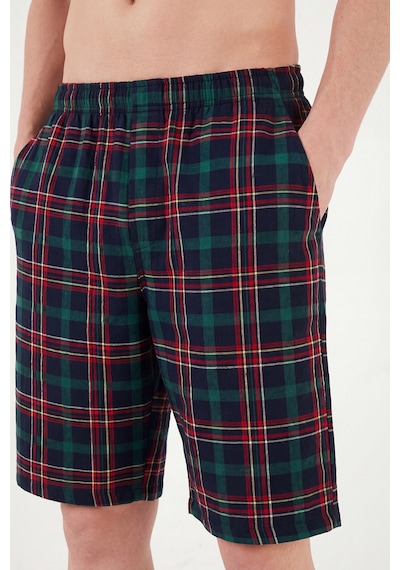 Buratti Pamuklu Regular Fit Bağlamalı Cepli Pijama Şort Erkek Şort 6574004 Yeşil
