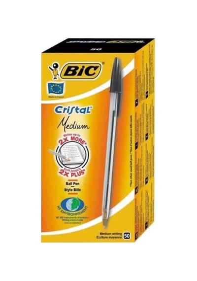 Bic 847897 50 Li Cristal Medium Siyah Tükenmez Kalem
