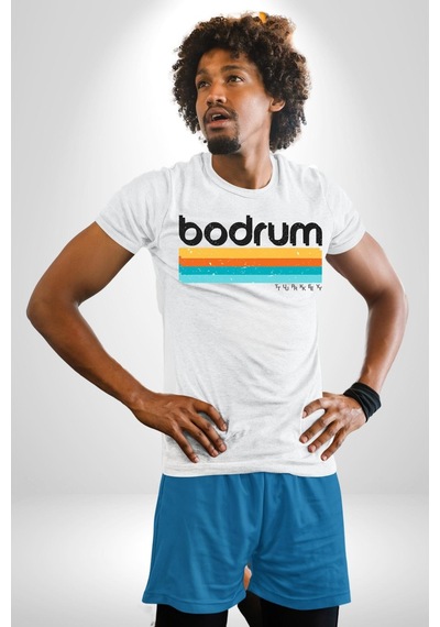 Bodrum Türkiye Unisex Unisex Beyaz Organik Baskılı T-shirt Penye Yüksek Kalite Beyaz