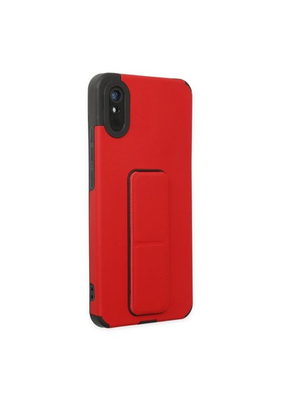 Xiaomi Redmi 9a Kılıf Mega Standlı Silikon - Kırmızı -