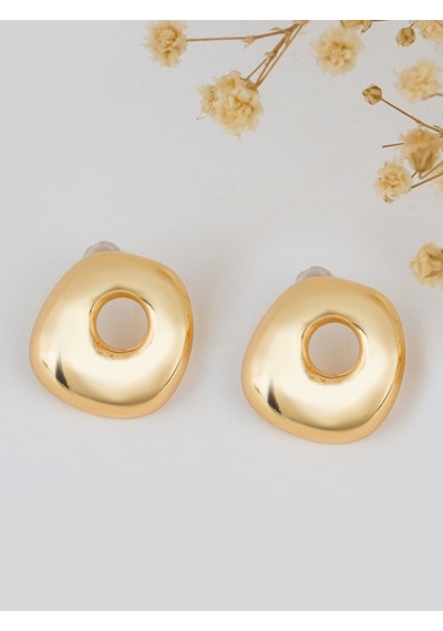 Asimetrik Delikli Kadın Küpe Gold - 612387448 Gold