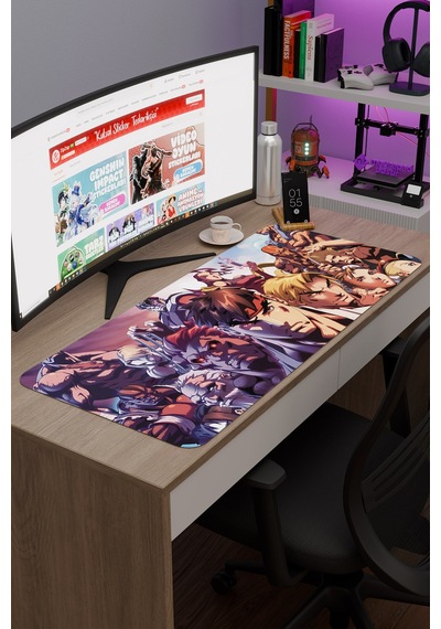 Street Fighter Kaymaz Dikişli Kauçuk Oyuncu Mousepad V2 - 90x40 Xxl Gaming Mouse Pad Fare Altlığı