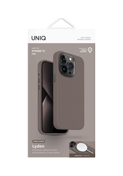 Apple Uyumlu iPhone 15 Pro Max Kılıf Lyden Serisi Deri Kaplama Magsafe Özellikli Magclick Kapak Grey