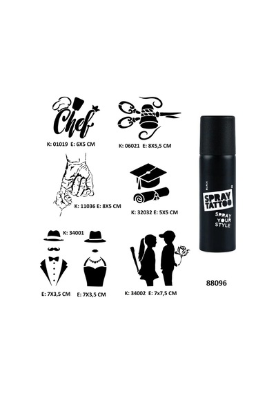 Sanatsal Modeller Spray Tattoo Geçici Dövme Seti Dark Sprey