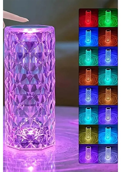 Kumandalı Ve Dokunmatik Kristal Masa Lambası Diamond Table Lamp Usb Charging Touch Lamp