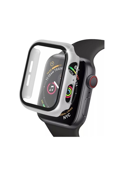 Apple Watch 41mm Uyumlu Camlı Kasa Ekran Koruyucu - Gümüş