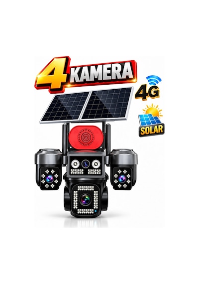 Hieasy 84-gz 8mp 4 Kamera 4g Solar Sim Ptz Sesli Akıllı Hibrit Zoom Güvenlik Kamera 7/24 Koruma