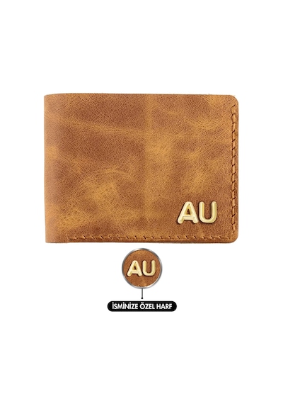 Twingold İsme Özel Yatay Klasik Cüzdan - %100 Rainbow Deri - A010001 - Camel Camel