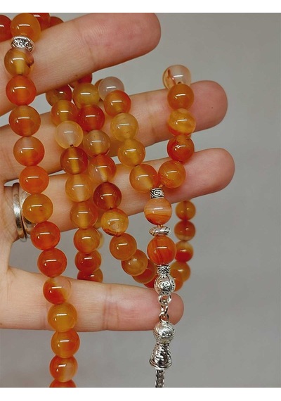 Akik Taşı 99luk Tesbih 8mm 24015 Çok Renkli