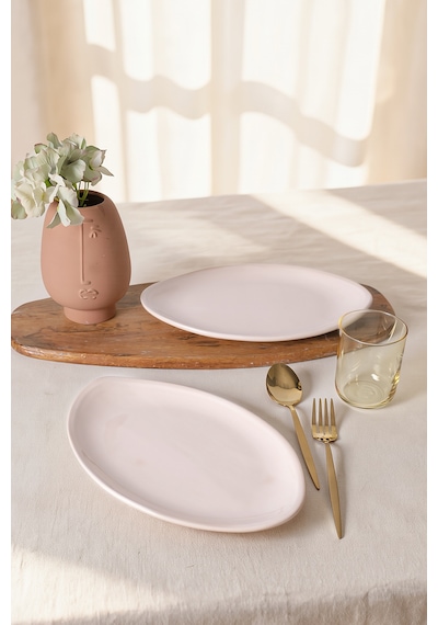 Keramika Krem Bloom Kayık Tabak 31 Cm 2 Adet 030