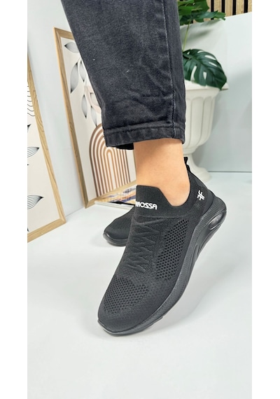 Günlük Unisex Sneaker Slip-on Nefes Alabilen Hafif Yürüyüş Bağcıksız Esnek Spor Ayakkabı 041f Siyah