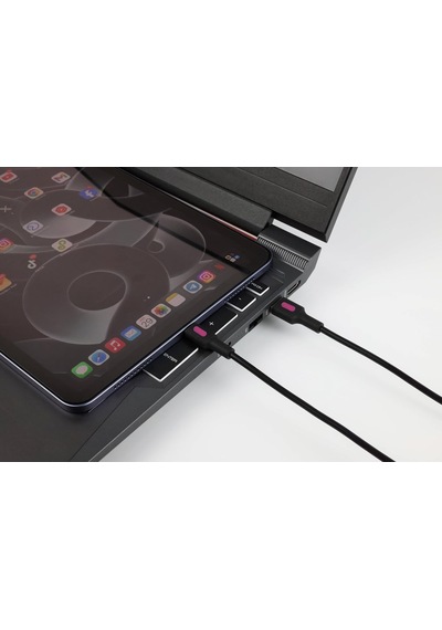 Coral Usb A-c Hızlı Şarj Kablosu, Siyah Kablo, Fuşya/siyah Uçlar 120 Cm