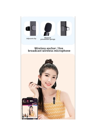 Android Uyumlu Kablosuz Tekli Yaka Mikrofonu Type C Girişli Youtube Video Canlı Yayın